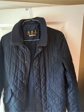 Barbour Men's Quilted Jacket Chelsea Rib Neck Small Navy
